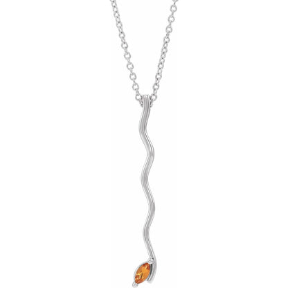 14K White Gold Family Scattered Bar 16-18" Necklace