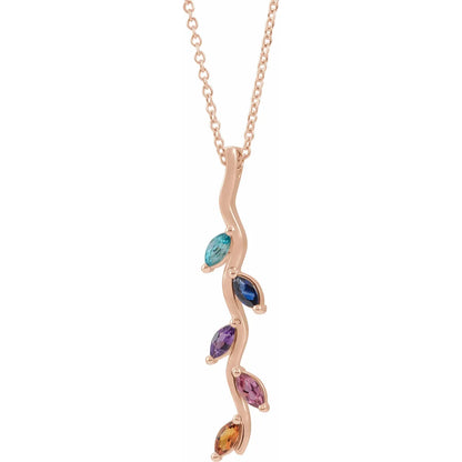14K Rose Gold Family Scattered Bar 16-18" Necklace