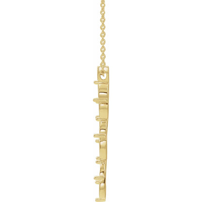 14K Yellow Gold Family Scattered Bar 16-18" Necklace