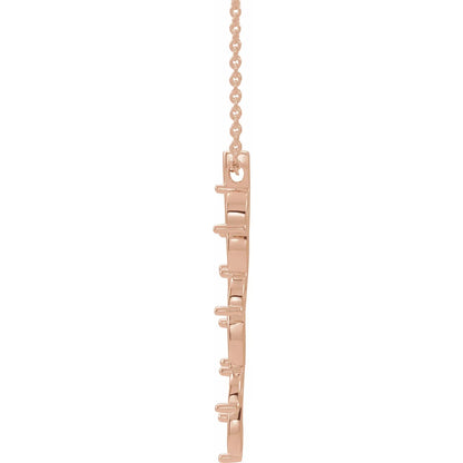 14K Rose Gold Family Scattered Bar 16-18" Necklace