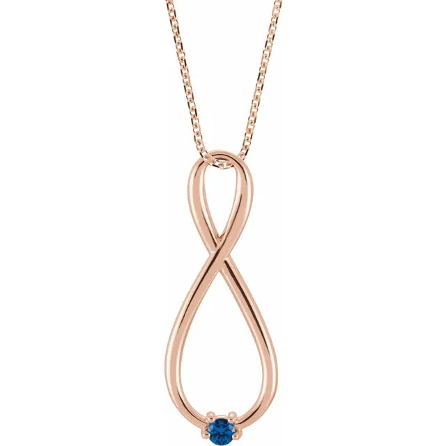 14K Rose Gold  Infinity-Inspired Family Birthstone Necklace with 16" - 18" chain