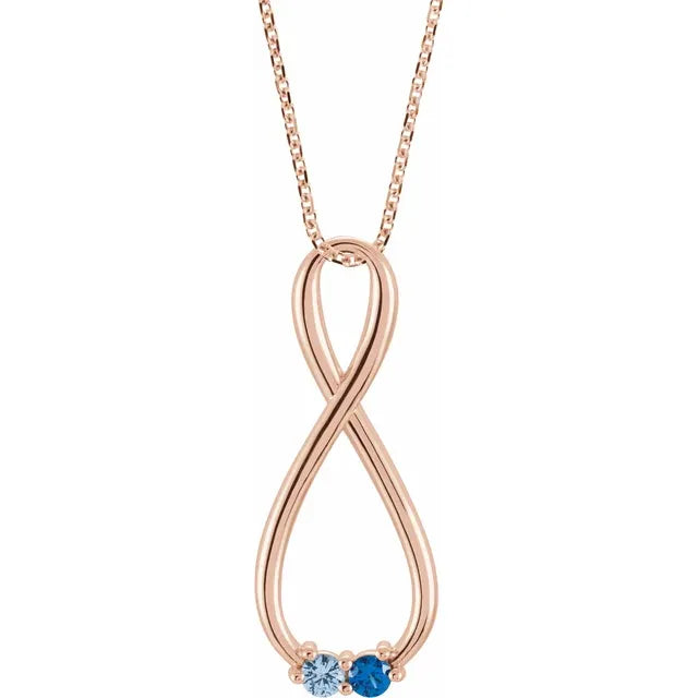 14K Rose Gold  Infinity-Inspired Family Birthstone Necklace with 16" - 18" chain