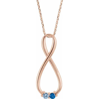 14K Rose Gold  Infinity-Inspired Family Birthstone Necklace with 16" - 18" chain
