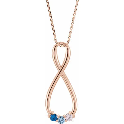 14K Rose Gold  Infinity-Inspired Family Birthstone Necklace with 16" - 18" chain