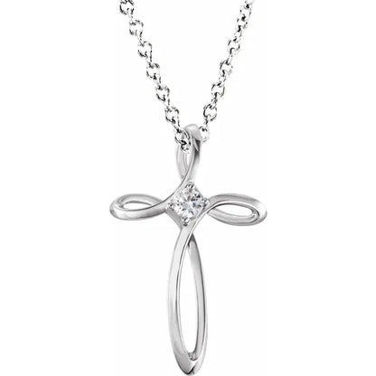 14K White Gold Family Birthstone Cross Necklace