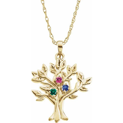 14K Yellow Gold My Tree™ Family Birthstone Necklace With 18" Chain