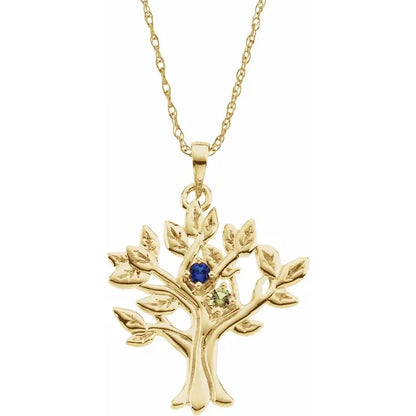 14K Yellow Gold My Tree™ Family Birthstone Necklace With 18" Chain