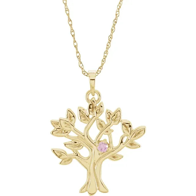 14K Yellow Gold My Tree™ Family Birthstone Necklace With 18" Chain
