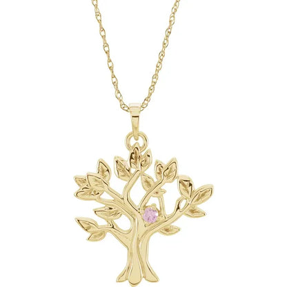 14K Yellow Gold My Tree™ Family Birthstone Necklace With 18" Chain