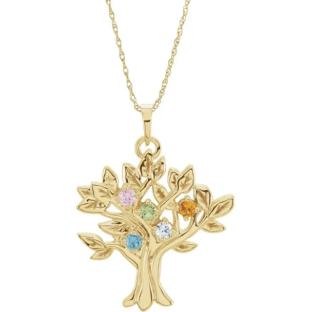 14K Yellow Gold My Tree™ Family Birthstone Necklace With 18" Chain