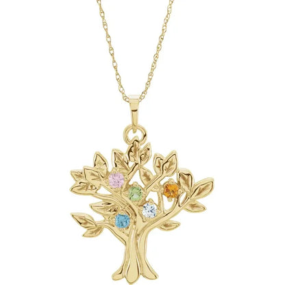 14K Yellow Gold My Tree™ Family Birthstone Necklace With 18" Chain