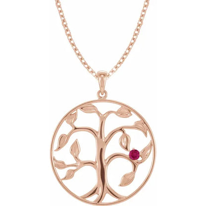 14K Rose Gold Family Tree Birthstone Necklace