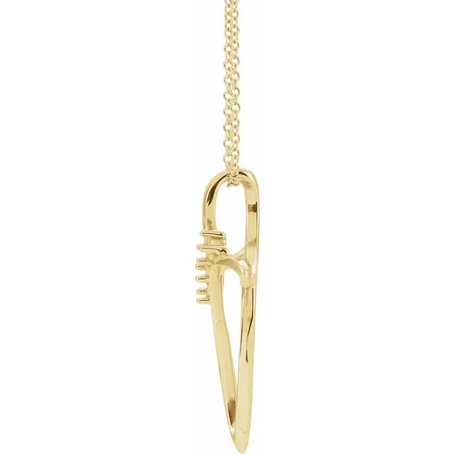 14K Yellow Gold Family Birthstone Cross Necklace