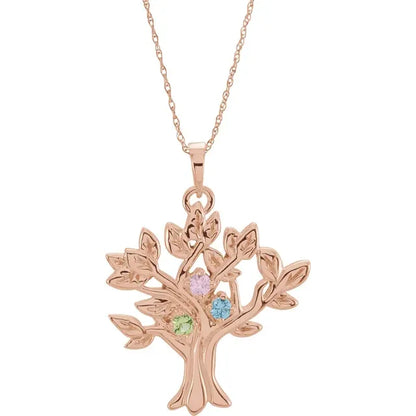 14K Rose Gold My Tree™ Family Birthstone Necklace With 18" Chain