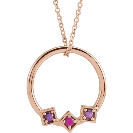 14K Rose Gold Family Circle 16-18" Necklace