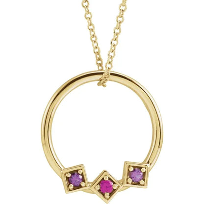 14K Yellow Gold Family Circle 16-18" Necklace