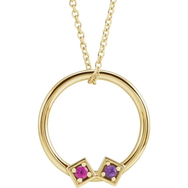 14K Yellow Gold Family Circle 16-18" Necklace