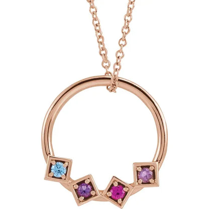 14K Rose Gold Family Circle 16-18" Necklace
