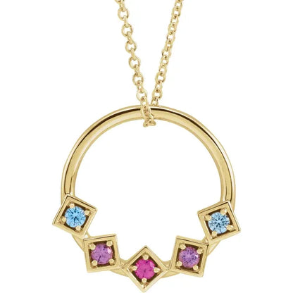 14K Yellow Gold Family Circle 16-18" Necklace
