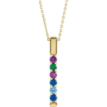 14K Yellow Gold Family Birthstone Bar 16-18" Necklace