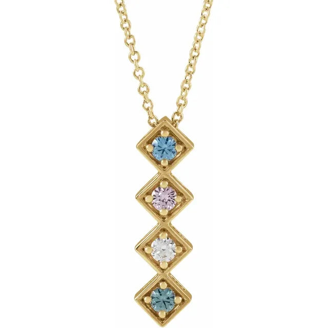 14K Yellow Gold Family Birthstone Bar Slide Necklace