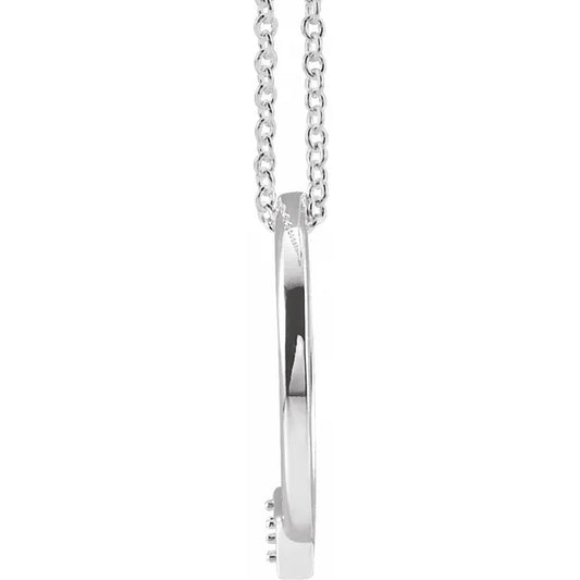 14K White Gold Family Circle 16-18" Necklace