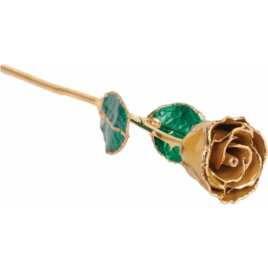 November Yellow Topaz Citrine Colored Lacquered Birthstone Rose with Gold Trim