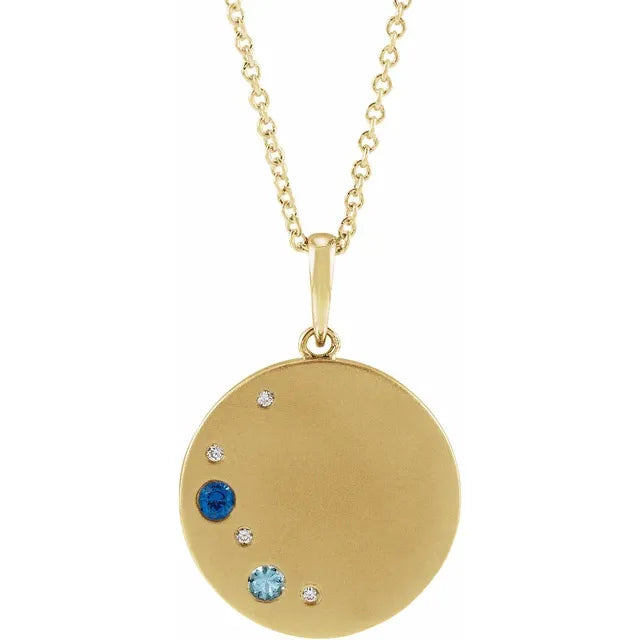 14K Yellow Gold .02 CTW Natural Diamond Family Birthstone Circle 16-18" Necklace