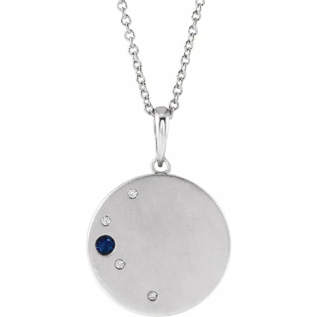 14K White Gold .02 CTW Natural Diamond Family Birthstone Circle 16-18" Necklace