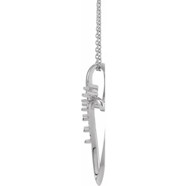 14K White Gold Family Birthstone Cross Necklace