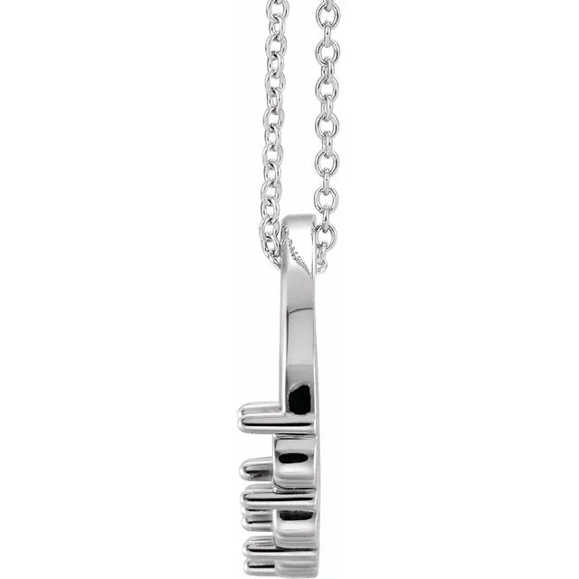 14K White Gold Circle Birthstone Necklace with 16" - 18" chain