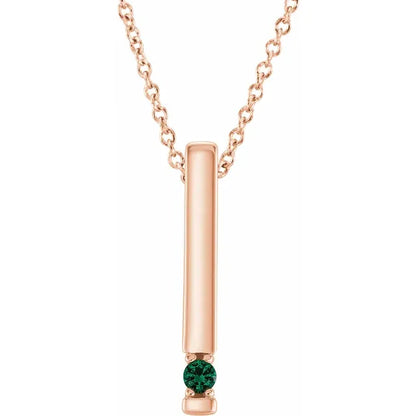 14K Rose Gold Family Birthstone Bar 16-18" Necklace