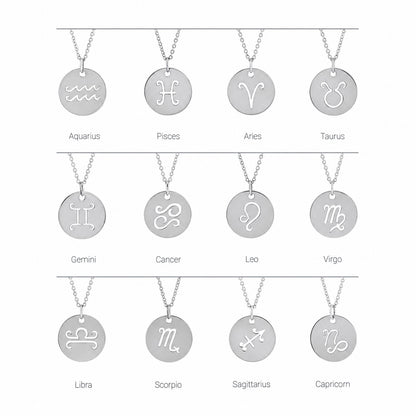 Sterling SIlver Zodiac Disc 16-18" Necklace