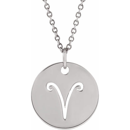 Sterling SIlver Zodiac Disc 16-18" Necklace