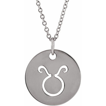 Sterling SIlver Zodiac Disc 16-18" Necklace