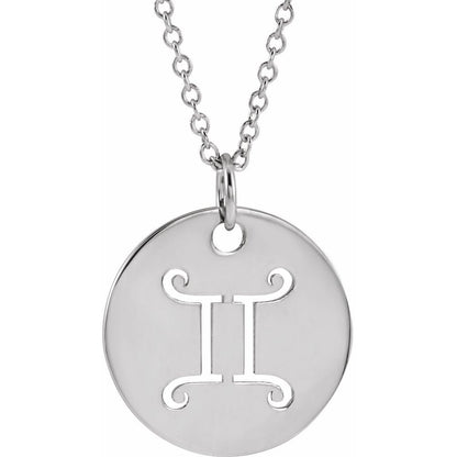 Sterling SIlver Zodiac Disc 16-18" Necklace