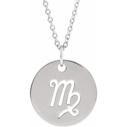 Sterling SIlver Zodiac Disc 16-18" Necklace