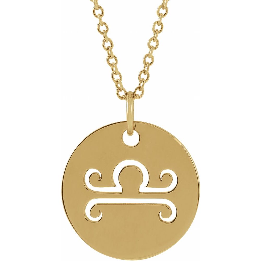 14K Yellow Gold Zodiac Disc 16-18" Necklace