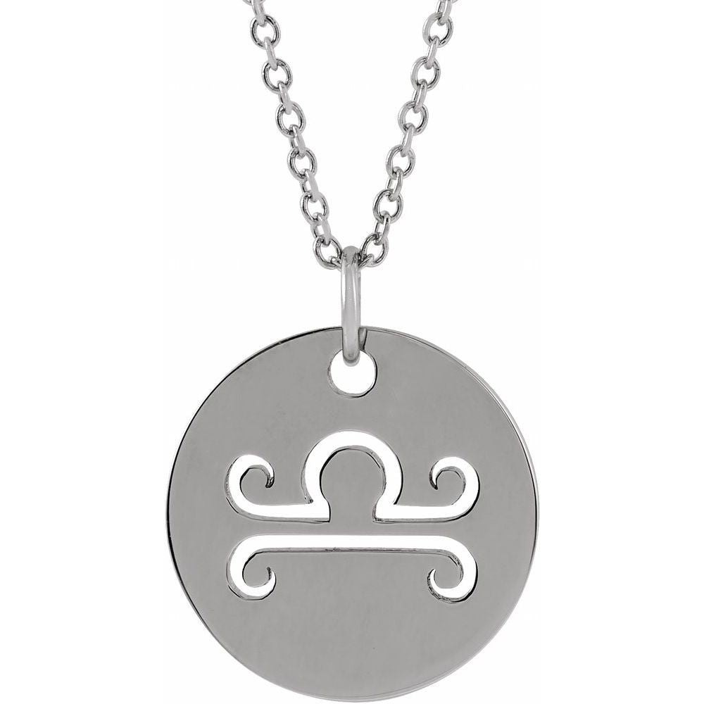 Sterling SIlver Zodiac Disc 16-18" Necklace