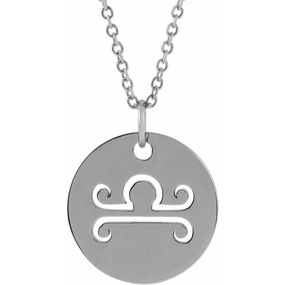 Sterling SIlver Zodiac Disc 16-18" Necklace