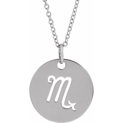 Sterling SIlver Zodiac Disc 16-18" Necklace