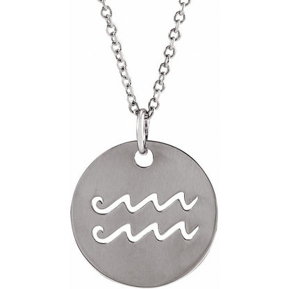 Sterling SIlver Zodiac Disc 16-18" Necklace