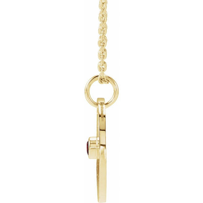14K Yellow Gold Zodiac Disc 16-18" Necklace With Stone