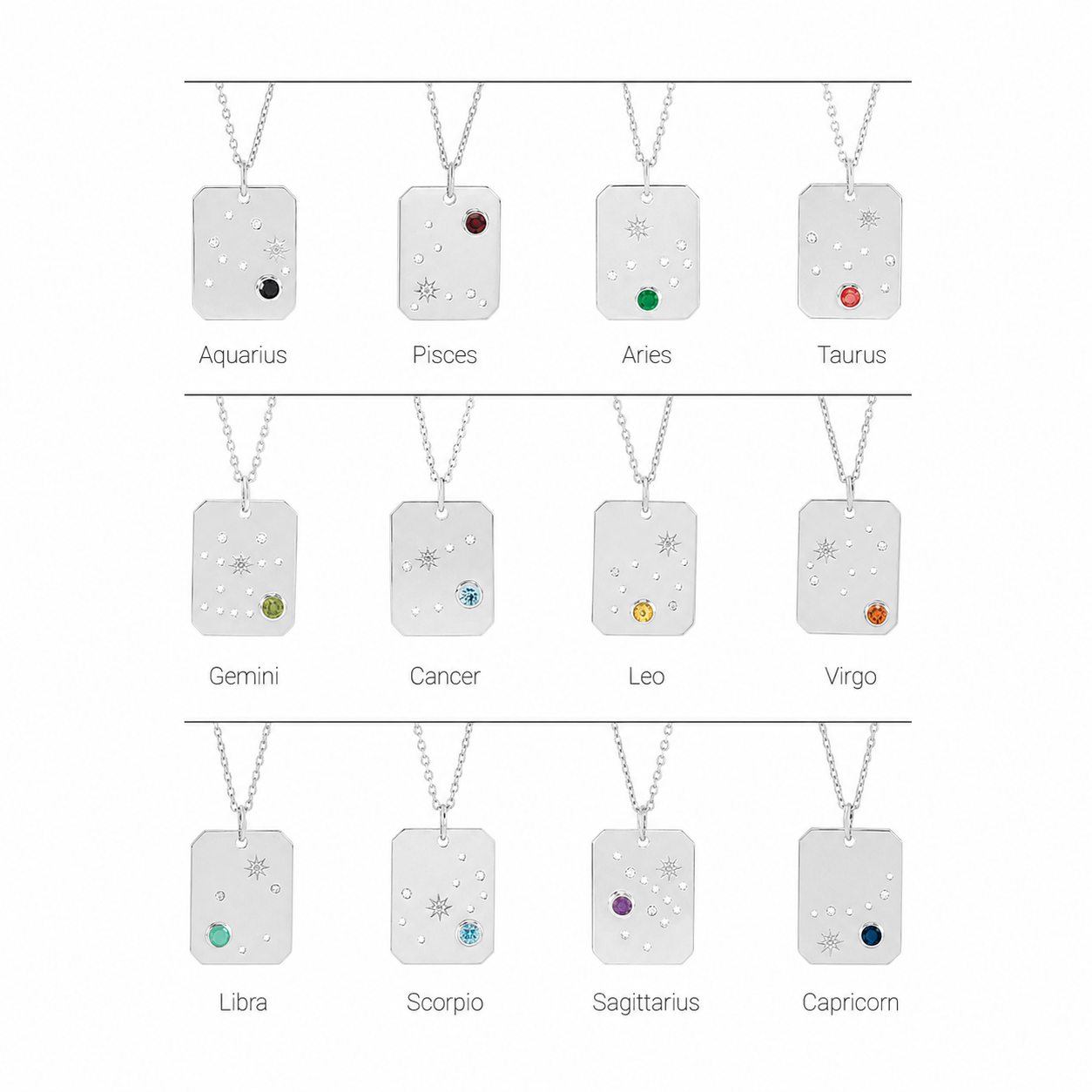 Sterling Silver .01 CTW Natural Diamond  and Stone Constellation 16-18" Necklace