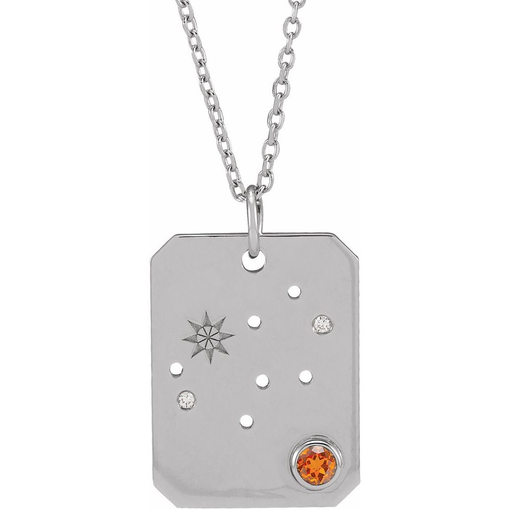 Sterling Silver .01 CTW Natural Diamond  and Stone Constellation 16-18" Necklace