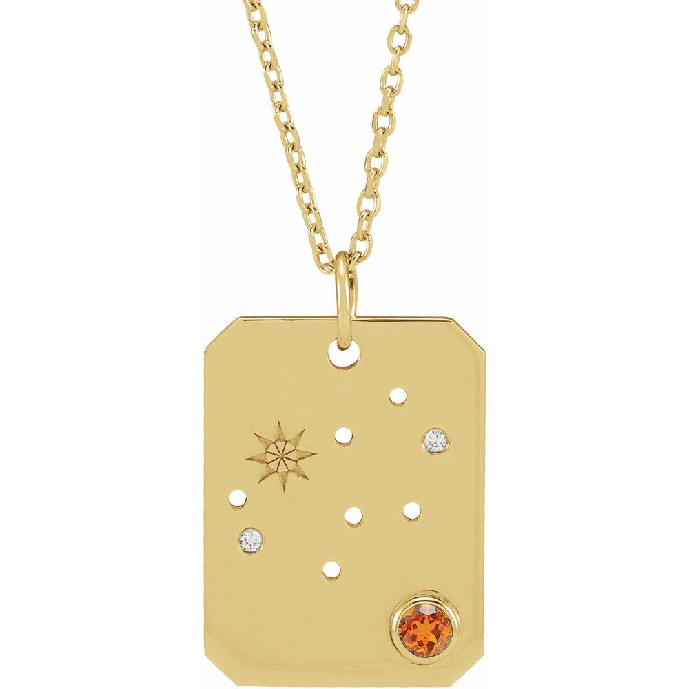 14K Gold .01 CTW Natural Diamond  and Stone Constellation 16-18" Necklace