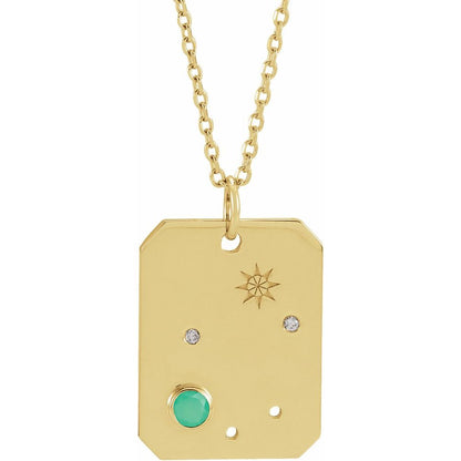14K Gold .01 CTW Natural Diamond  and Stone Constellation 16-18" Necklace