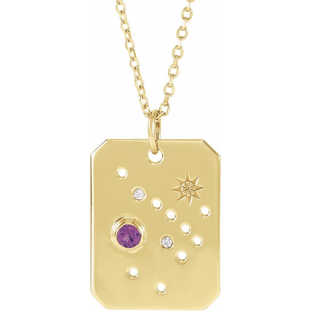 14K Gold .01 CTW Natural Diamond  and Stone Constellation 16-18" Necklace