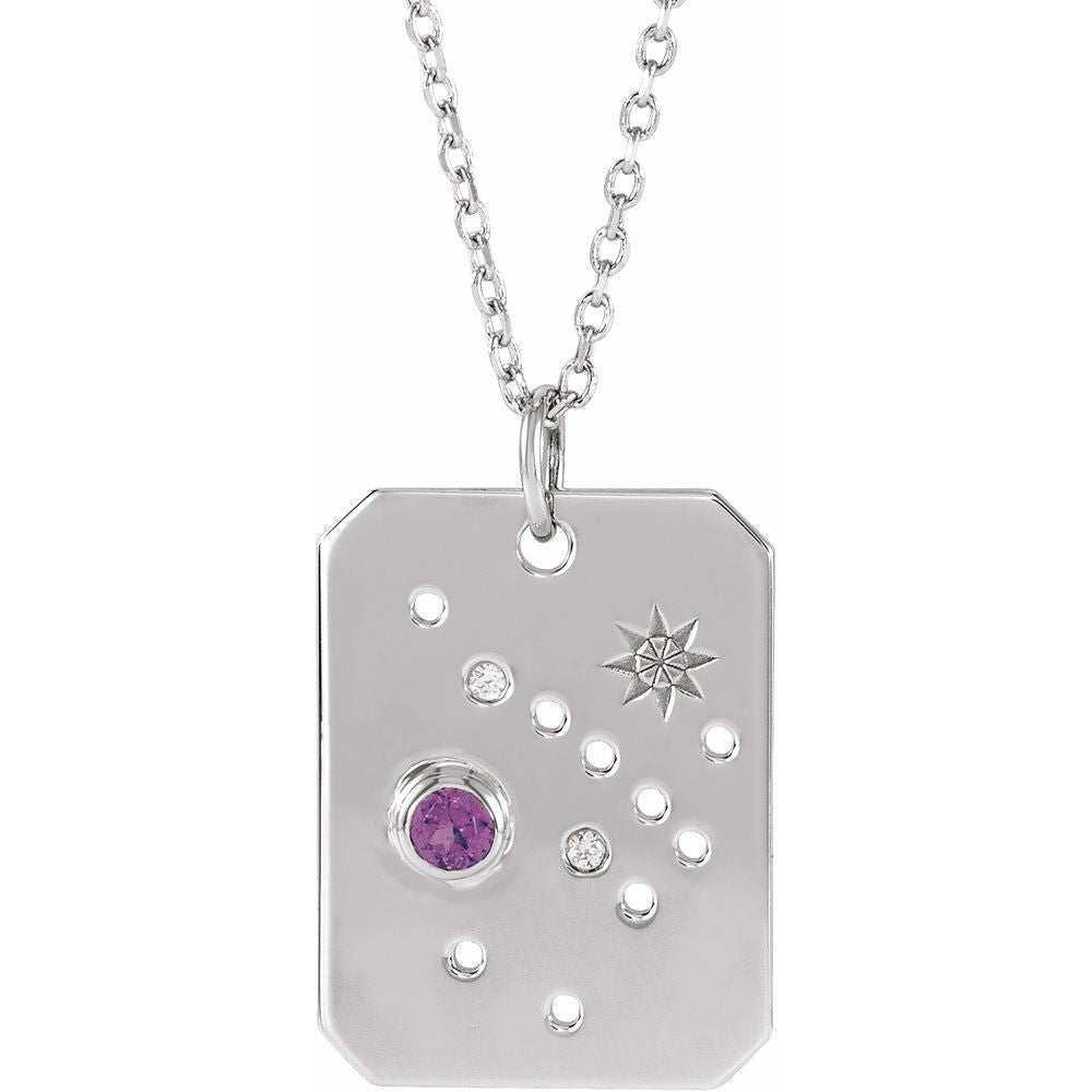 Sterling Silver .01 CTW Natural Diamond  and Stone Constellation 16-18" Necklace