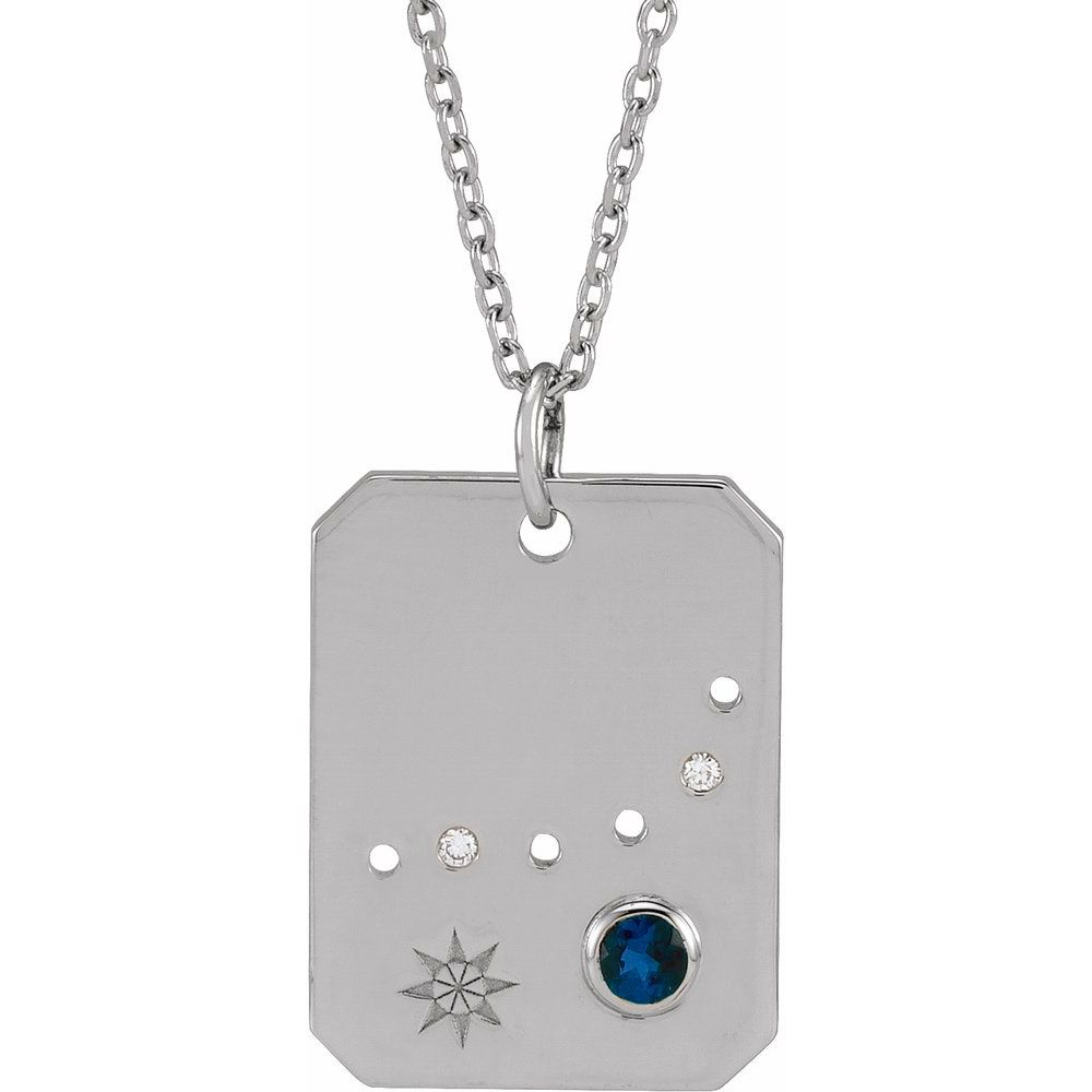Sterling Silver .01 CTW Natural Diamond  and Stone Constellation 16-18" Necklace